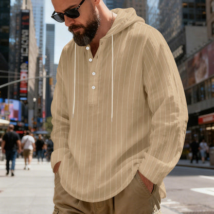 Camicia con cappuccio a righe casual in lino