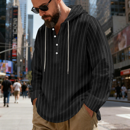 Camicia con cappuccio a righe casual in lino