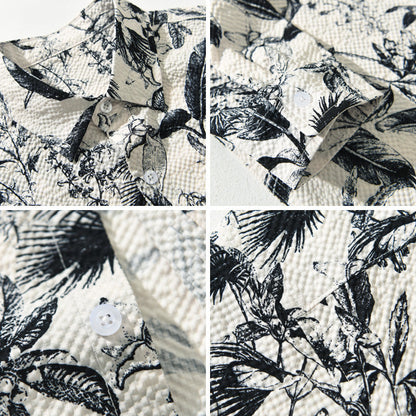 Camicia a maniche lunghe stampata retrò da uomo