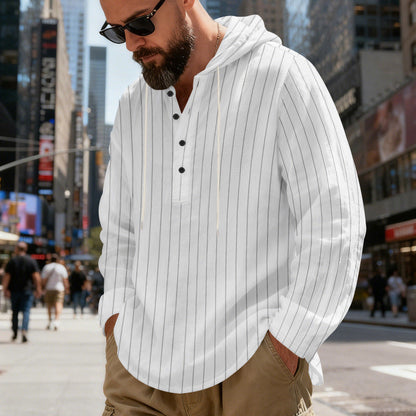 Camicia con cappuccio a righe casual in lino