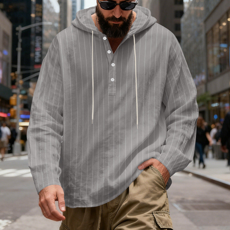Camicia con cappuccio a righe casual in lino