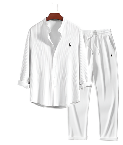 Ꮢalph Ⅼauren - Camicia a Maniche Lunghe + Pantaloni Dritti