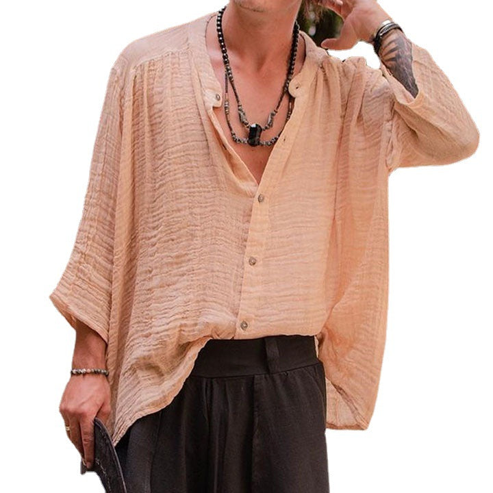 Camicia in lino di cotone tinta unita