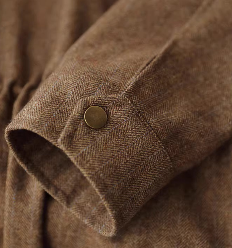 Cappotto lungo caldo in lana coreano