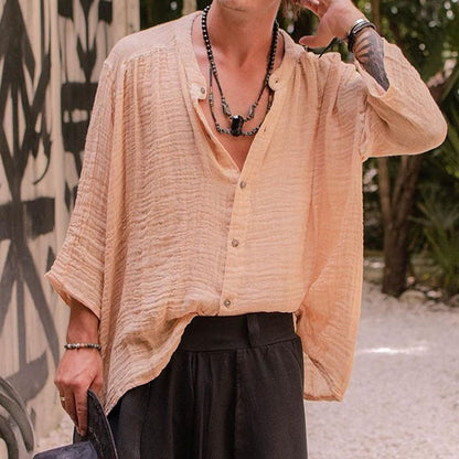 Camicia in lino di cotone tinta unita