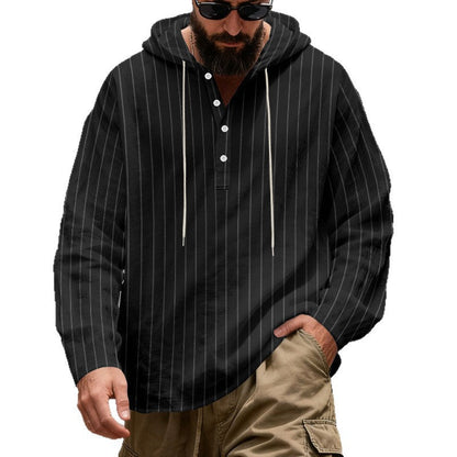 Camicia con cappuccio a righe casual in lino