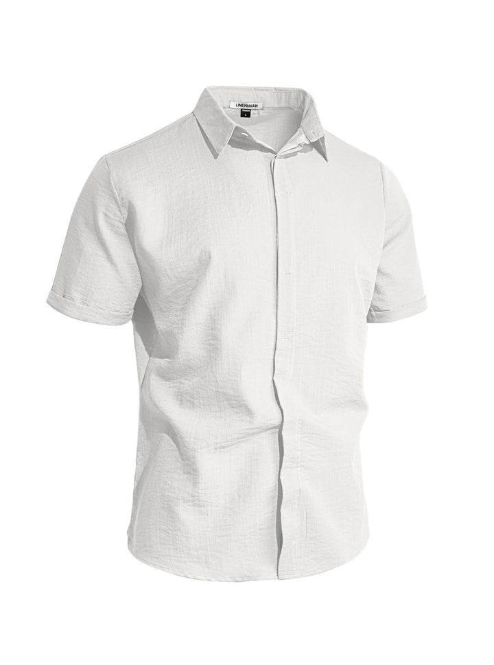 Camicia da uomo a maniche corte in tinta unita con risvolto